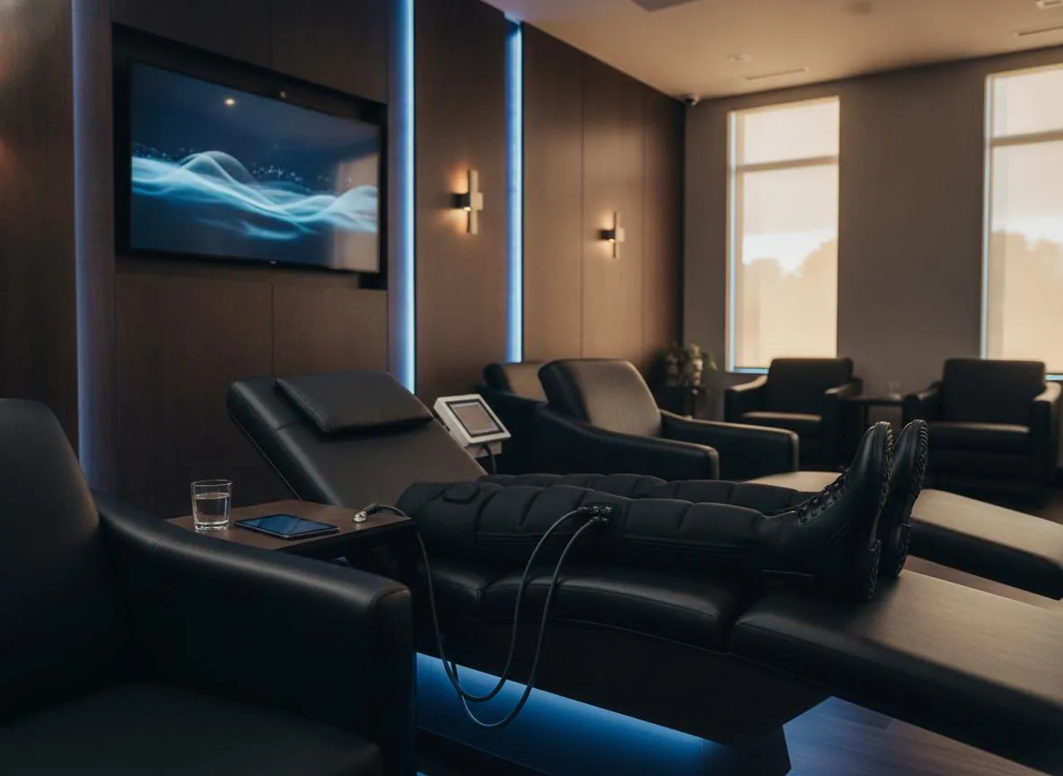 Compression recovery lounge with multiple private chairs