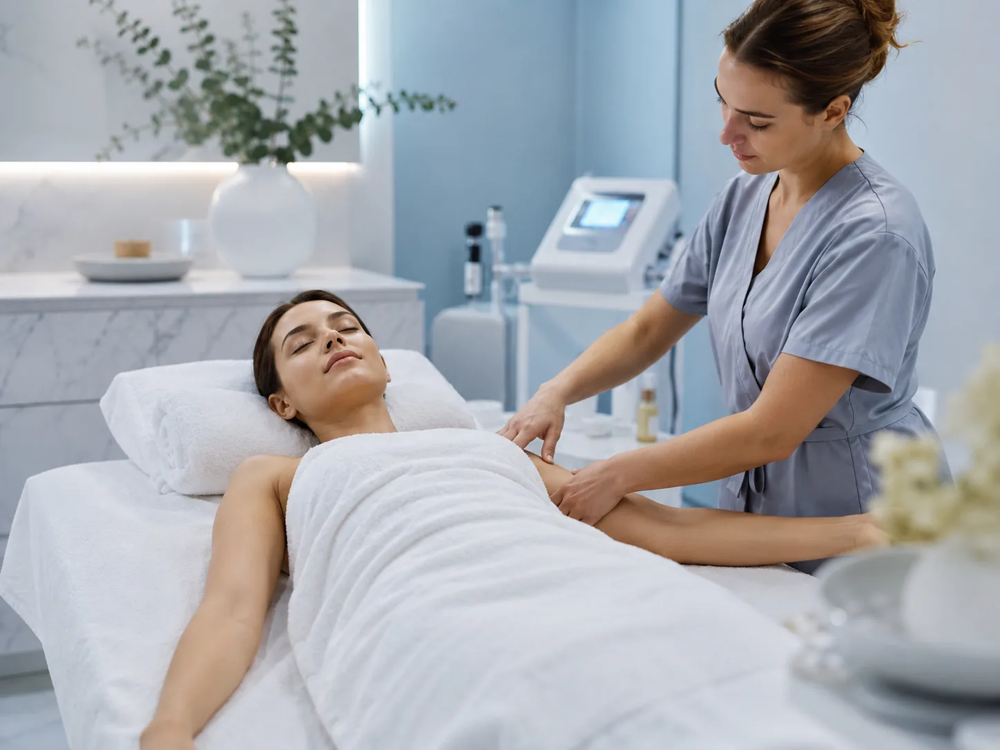Guest resting during a lymphatic care session