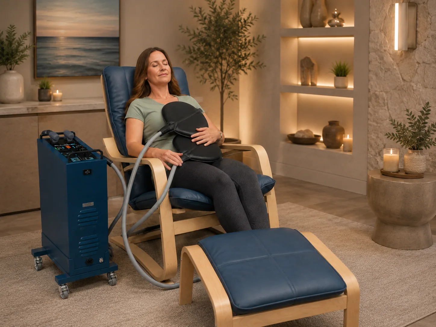 Seated PEMF therapy device with control unit